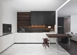 Kitchen black and white wood design