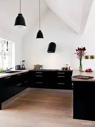 Kitchen black and white wood design