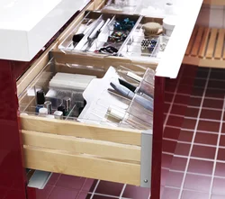 Drawers in the bathroom interior