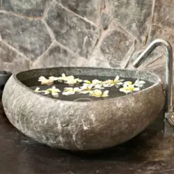 Тастан жасалған ваннаға арналған раковиналар фотосуреті