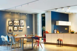 Kitchen design with track lamps photo