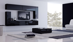 Black wall in the living room in a modern style photo