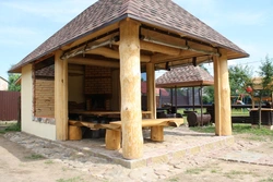 Летняя кухня из дерева проекты фото