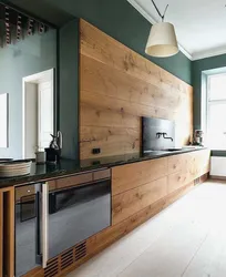 Small kitchen design under wood
