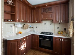 Small kitchen design under wood