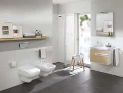 Wall-hung toilet in the bathroom interior