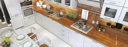 Cedar countertops in the kitchen interior