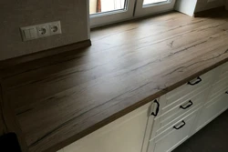 Cedar countertops in the kitchen interior