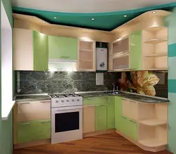 Corner kitchens in a panel house design photo