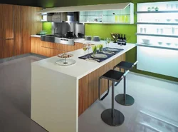 Дизайн кухни со встроенным столом