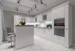 Kitchen white silver design
