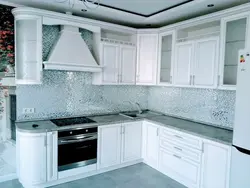 Kitchen white silver design