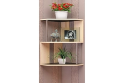 Corner wooden shelf for the kitchen photo