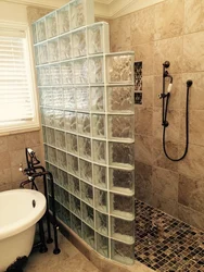 Photo of glass blocks in the bathroom