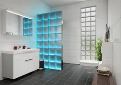 Photo of glass blocks in the bathroom