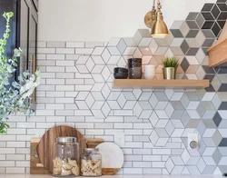 Kitchen tiles on the entire wall photo