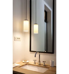 Pendant lamp in the bathroom photo