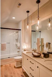 Pendant lamp in the bathroom photo