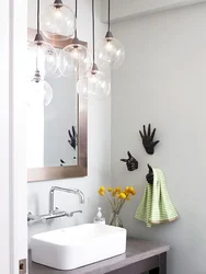 Pendant lamp in the bathroom photo