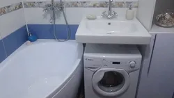 Дызайн кутніх ваннаў з пральнымі машынамі фота