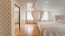 Ceiling design in a white bedroom photo