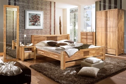 Bedroom with oak furniture photo