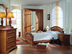 Bedroom with oak furniture photo