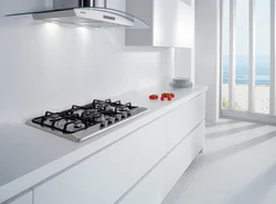 White kitchen black hob photo