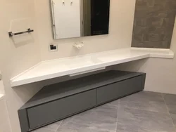 Artificial countertop in the bathroom photo