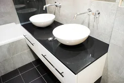 Artificial countertop in the bathroom photo