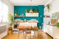 Kitchen Design With Bright Wallpaper