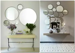 Round decorative mirrors in the kitchen interior