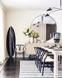 Round decorative mirrors in the kitchen interior