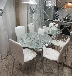 Round decorative mirrors in the kitchen interior