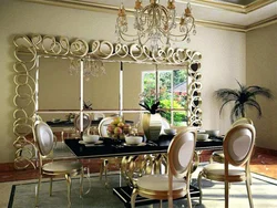 Round decorative mirrors in the kitchen interior