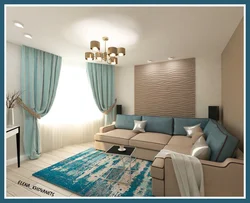 Turquoise Wallpaper In The Living Room Interior Photo