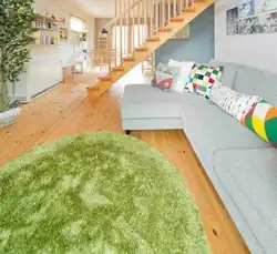 Green carpet in the living room interior