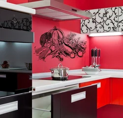 Kitchen Design Red Wallpaper