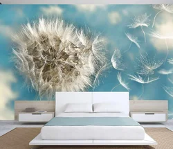 Фотообои с перьями в спальне фото