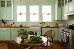 С каким цветом сочетается мятный цвет в интерьере кухни фото