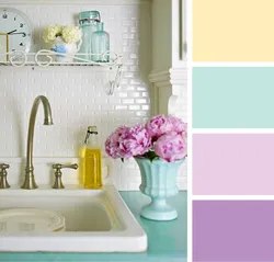 С каким цветом сочетается мятный цвет в интерьере кухни фото