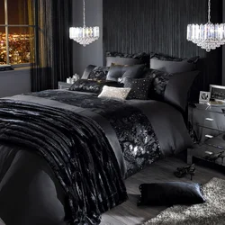 Дызайн спальні чорны з золатам