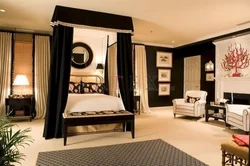 Дызайн спальні чорны з золатам