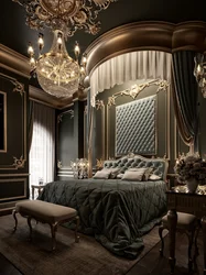 Bedroom design black and gold