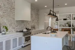 White Decorative Plaster In The Kitchen Interior