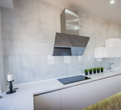 White decorative plaster in the kitchen interior