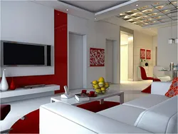Kitchen Design With Red Sofa