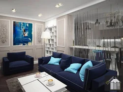 Kitchen With Blue Sofa Photo
