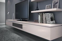 Living Room With Hanging TV Stand Photo