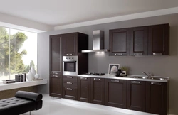 What wallpaper is suitable for a brown kitchen photo